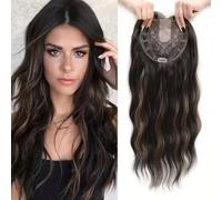 RUNRAYAY Hair Topper for Women, 22 Inch Wavy Fiber Topper with Natural Waves, Clip-In Hairpiece for Thinning Hair, Adds Volume & Length, Instantly Adds Volume, 1#
