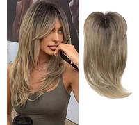 RUNRAYAY Hair Toppers for Women, 20 Inch Clip in Bangs Hair Pieces for Thinning Hair, Cover Hair Topper Hair Pieces with Side Bangs, 1#