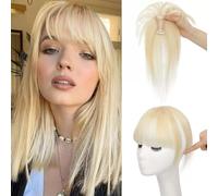 RUNRAYAY Hair Toppers for Women Real Human Hair, 10 pulgadas 3d clip en flequillo de cabello humano con cabello adelgazante 165% de cabello de densidad Part Middle, dorado 613