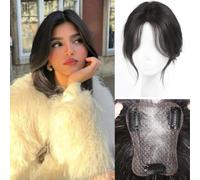 RUNRAYAY Hair Toppers for Women Real Human Hair, 360 ° 3d No Bangs Top Hair Extensions Hair con flequillo de ocho caracteres, cubre cabello disperso, topper, estilo negro 1 1