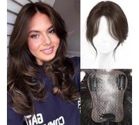 RUNRAYAY Hair Toppers for Women Real Human Hair, 360 ° 3d No Bangs Top Hair Extensions Hair con flequillo de ocho caracteres, cubre el cabello escaso, el estilo marrón 1 1