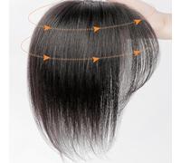 RUNRAYAY Hair Toppers for Women Real Human Hair, French Bangs Cabellado 360 ° 3D Cover Cabello humano Topper con flequillo, cabello humano Toppers for Women Daily, Brown Style 2