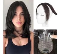 RUNRAYAY Hair Toppers for Women Real Human Hair, Ocho Caracter Bangs Blet Cent 360 ° 3D Cover Cabello humano con flequillo, cabello humano, estilo negro 1