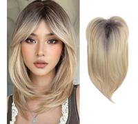 RUNRAYAY Human Hair Toppers for Thinning Hair, 20 Inch Natural Topper Hair Pieces for Women with Side Bangs Hair Clip, Hairs Extensions/Pieces, 3#