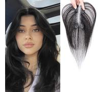 RUNRAYAY Human Hair Toppers for Women Real Human Hair For Thinning Hair 360 ° 3D Cubierta, 5.5 * 11 cm Base de horquilla con clip de balanceo en piezas de cabello negro