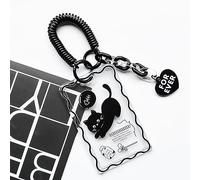 runrayay KPOP Photocard Holder, Clear Black Cat Acrylic Card Sleeves, Picture Frames, Top Loaders for Cards, Photocard Holder Keychain, Cute Design, KPOP Album - B