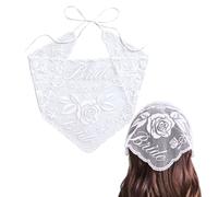 RUNRAYAY Lace Flower Hair Scarf, Hair Bandanas Chiffon Head Kerchief, Vintage Knitted Headband for Women, Cute Stylish Head Kerchief Summer Accessories