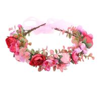 RUNRAYAY Leaf Flower Crown Garland Headpiece, Red Rose Hair Floral Wreath Adjustable Headbands for Bridal Wedding Festival Party Flower Leaves Crown, C