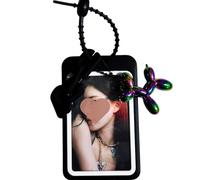 RUNRAYAY Llavero porta-photocards con colgante de perro, lindo llavero porta-photocards, porta-identificaciones con llavero para photocards, entusiastas del anime y estudiantes.