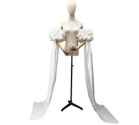 RUNRAYAY Mangas acampanadas de tul estilo trapeador súper largas para mujer Guantes de satén desmontables para vestido de fiesta de boda Accesorios de disfraces renacentistas