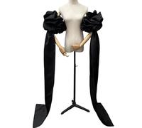 RUNRAYAY Mangas acampanadas de tul estilo trapeador súper largas para mujer Guantes de satén desmontables para vestido de novia Accesorios de disfraz renacentista de Halloween