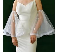 RUNRAYAY Mangas largas y fluidas de tul para mujer, guantes de malla con brazo gótico desmontables con flores para bodas, fiestas, accesorios de disfraces renacentistas