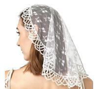 RUNRAYAY, Mantilla de Encaje Blanca, Velo de Iglesia Católica, Velos de Capilla Redondeados, Misa, Pañuelo para la Cabeza, Chal de Novia Circular de Encaje, Pañuelo Latino, Orquídea Campana - B
