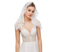 RUNRAYAY Mujeres católicas velo de misa, flores bordadas de estilo español cubierta de cabeza triangular velo de la iglesia, blanco