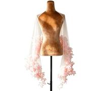 RUNRAYAY Pink Women Elegant Off The Shoulder Shawl Formal 3D Flower Tulle Bridal Shawls Shrug for Dress - A