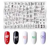 RUNRAYAY - Placas para uñas con lazo, kit de plantillas para estampar uñas, placas para imágenes de uñas, plantillas de sellos, placas para diseños de manicura DIY y diseños de salón de manicura.