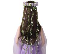 RUNRAYAY Purple Fairy Flower Headpeice for Women, Woodland Elf Crown with Butterfly and Vines for Fairy Costume Renaissance Cosplay, D