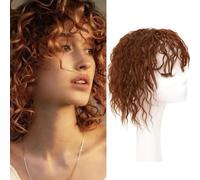RUNRAYAY Short Wavy Hair Topper for Women, 10 Inch Wavy Hair Piece with Side Bangs, Lightweight Breathable Hair Topper for Thinning Hair, Natural Looking Volumizing, 350#