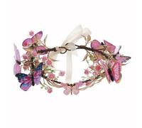 RUNRAYAY Tocado de hada con mariposas y flores del bosque, corona de elfo medieval con enredaderas para accesorios renacentistas, cosplay para mujer, Fairycore C