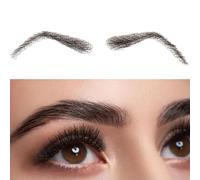 RUNRAYAY Un par de Cejas Falsas Artesanales, Cejas Falsas de Cabello Natural con Base de Encaje para Hombres y Mujeres, Aspecto Natural para Uso Diario - Modelo C