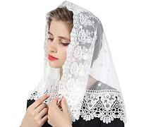 RUNRAYAY Velos florales de encaje, bordados para cubrir la cabeza de la misa latina Mantilla de la Iglesia Velos cortos para las mujeres de la novia