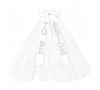 RUNRAYAY White Bride to Be Veil Bow Hair Clip with Pearls, Bridal Hair Bow, Clip on Wedding Veil Accessory for Bachelorette Party, Bridal Shower, B