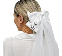 RUNRAYAY White Bride to Be Veil with Bow, Bachelorette Party, Bridal Shower, Clip on Wedding Engagement Hair Accessory Tulle Veil, C