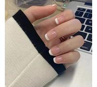 RUNRAYAY White Press On Nails con Puntas Francesas, Puntas de Uñas Cortas Pegamento En Uñas Uñas Postizas para Mujeres Acrílico Cubierta Completa Ataúd Primavera Verano
