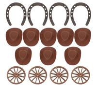 RUNROTOO 1 Juego de centros de Mesa con temática Vaquera: Decoraciones en Miniatura para Fiestas con temática campestre, con Sombreros de Vaquero y Adornos de Ruedas - Centros de Mesa para Eventos