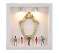 RUNROTOO 1 Set Mini Caja de Museo Fotográfico: Kit de Marcos de Fotos con Mini Marcos, Luces y figuritas - Vitrina DIY para Recuerdos fotográficos Familiares para decoración del hogar y