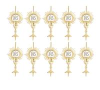 RUNROTOO 10 adornos para cupcakes de comunión: adornos cristianos para Navidad - con símbolos de iglesia - Mini recuerdos para fiestas - Decoraciones para eventos religiosos 5.1x3cm/2.01x1.18in