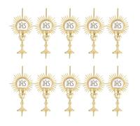 RUNROTOO 10 adornos para cupcakes de comunión: adornos cristianos para Navidad - con símbolos de iglesia - Mini recuerdos para fiestas - Decoraciones para eventos religiosos 3.6x2.1cm/1.42x0.83in