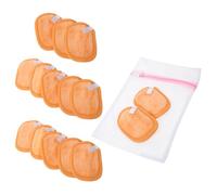 RUNROTOO 15 Piezas Toallas Faciales Reutilizables para Mujeres de Doble Capa con Estructura Compuesta, Fibra Delicada y Bolsa de Lavandería Naranja para Viajes y Uso Diario