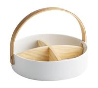 RUNROTOO 1pieza Bandeja White de Cerámica para Snacks con Compartimentos Caja Organizadora para Secos Almacenamiento de Alimentos y Dulces para Hogar y Oficina Pequeño