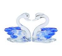 RUNROTOO 2 esculturas de cisnes de Cristal para Parejas, Adornos de Mesa de cisnes para celebración de Aniversario, 2.4x2.4x1.6 Figura Coleccionable romántica de Cristal Artesanal, Azul