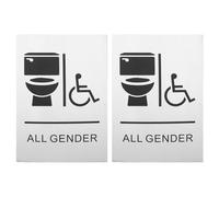 RUNROTOO 2 letreros de baño para discapacitados de género neutro: Letrero de metal para baño con símbolo de silla de ruedas, placa de acceso para discapacitados para espacios comerciales públicos