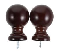 RUNROTOO 2 Piezas de remate de Barra de Cortina con Bola: remate de Barra de Cortina de Madera con Tornillo - Tapa de Extremo de Cabeza de Bola Redonda, se Adapta a rieles de de 23 mm, para Poste de