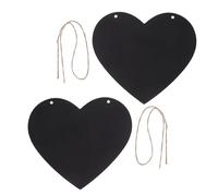 RUNROTOO 2 Pizarras Negras de Corazón Reutilizables de Doble Cara en Mdf para Decoración del Hogar y Jardín, Ideales para Mensajes y Adornos Creativos
