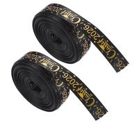 RUNROTOO 2 rollos de cinta de graduación: cinta de la clase de 2026 para manualidades y costura. Rollos de poliéster negro de 10 yardas para hacer ramos y envolver regalos.
