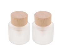 RUNROTOO 2 unidades de 50 ml/1,7 oz Botella difusora de varillas de vidrio transparente: Recipiente vacío para fragancias con tapa de madera para difusor de aceites de aromaterapia en dormitorio,