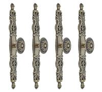 RUNROTOO 4 tiradores de armario antiguos tradicionales - Tiradores largos retro para cajones con tornillos - Pomos de armario de estilo europeo de un solo orificio para muebles de cocina y dormitorio
