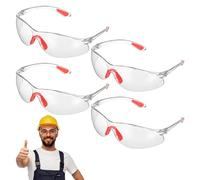 RUNROTOO 4piezas Gafas de Seguridad con Silicona Flexible y Puente Nasal Reforzado Unidades Resistentes a Arañazos Protección contra Viento Polvo y Salpicaduras Unisex para Trabajo