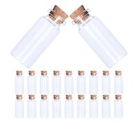 RUNROTOO 50 mini botellas de vidrio con tapa de corcho - 25 ml/0,8 oz. Pequeños recipientes para manualidades de bodas y fiestas - Botella transparente para mensajes y deseos.