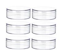 RUNROTOO 6 Cajas Redondas Transparentes con Tapa para Dulces, Contenedor de Almacenamiento de Cubo Redondo de 12x4 Cm, Organizador Versátil para Regalos de Boda, Fiesta y Manualidades