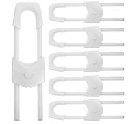 RUNROTOO 6 Piezas Cerraduras para Bebés para Armarios y Cajones Cerraduras de Seguridad en Forma Blanco Plástico Instalación Fácil para Seguridad Infantil y Proofing en Armarios