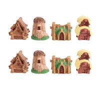 RUNROTOO 8 Figuras de Mini Casas de Resina, Figuras de cabañas de Pueblo pequeñas para Casas de muñecas, bonsáis, terrarios y micropaisajes.