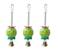 RUNROTOO Accesorio para Jaula de pájaros con 3 cascabeles de acrílico y Metal, Juguete para Loros en casa para Entretenimiento y decoración de Mascotas Color Aleatorio