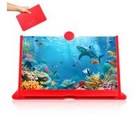 RUNROTOO Amplificador de Pantalla de Teléfono Móvil Lente Abs Rojo, Protector de Ojos y Soporte, Adecuado para Ver Películas y Leer Periódicos