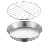 RUNROTOO Bandeja para Hornear Set de 1 con Rejilla de Acero Inoxidable 304 Circular, Filtro para Separar Aceite y Agua, Adecuado para Uso en Casa