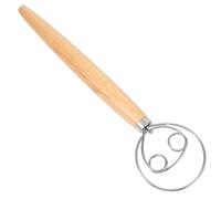 RUNROTOO Batidor de Masa Danés de 33 Cm Mango de Roble, Batidor de Espiral de Acero Inoxidable para Mezclar Harina y Huevos, Utensilios de Cocina para Hornear y Mezclar Salsas
